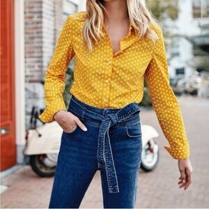 Boden Yellow Floral Button-Down Shirt